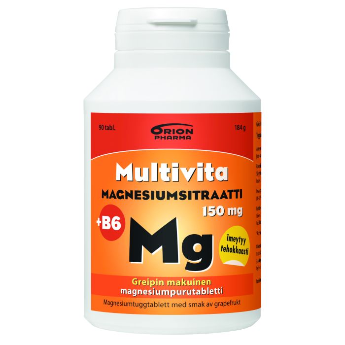 Multivita magnesiumsitraatti +B6 greippi 150 mg 90 purutabl