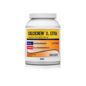 CALCICHEW D3 EXTRA APPELSIINI purutabletti 500 mg/20 mikrog 100 kpl
