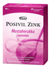 POSIVIL ZINK MUSTAHERUKKA KUUMAJUOMAJAUHE 20 ANNOSPUSSIA