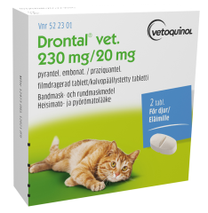 DRONTAL VET 230/20 mg tabl, kalvopääll 2 fol